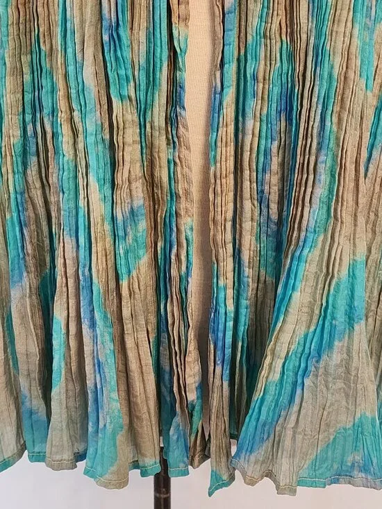 Sister Max Flared Sleeve Silk Bohemian Pleated Top Cardigan Medium Dyed Design - Picture 5 of 12